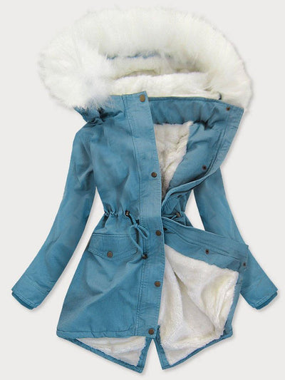 Blue - Padded jacket with a warm plush lining